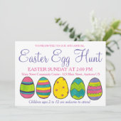 Yellow Pink Blue Painted Oaster Basket Ei Hunt Einladung (Stehend Vorderseite)