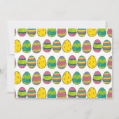 Yellow Pink Blue Painted Oaster Basket Ei Hunt Einladung (Rückseite)