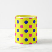 Yellow Pink Blue Polka Dot Pattern Tasse (Zentrum)