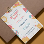 Yellow Pink Blue Simple Summer Party Einladung