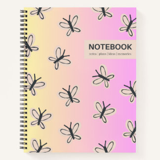 Yellow Pink Butterfells Notebook Notizblock