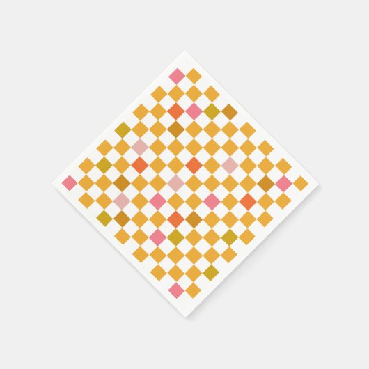Yellow Pink Checkerboard Muster Geburtstag Serviette (Ecke)