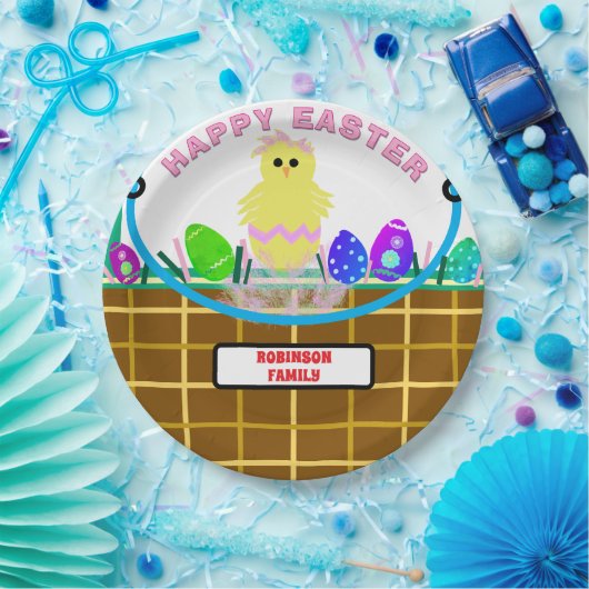 Yellow Pink Chick Ostereier Pappteller (Party)