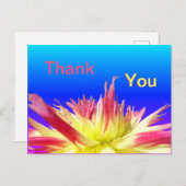 Yellow Pink Dahlia Blue DANKE IHNEN Postkarte (Vorne/Hinten)