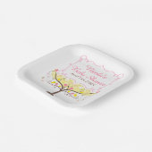 Yellow Pink Floral Bird Baby Shower  Pappteller (Gewinkelt)