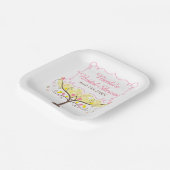 Yellow Pink Floral Bird Bridal Shower  Pappteller (Gewinkelt)