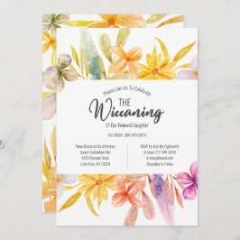 Yellow Pink Floral Wiccanony Zeremonie Einladung