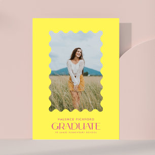 Yellow Pink Foto School 25 Graduate Wavy Frame Ankündigung