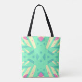 Yellow Pink Green Art Deco Geometrie Ladys Pastel Tasche (Rückseite)