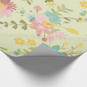 Yellow Pink Green Florals Geschenkpapier (Ecke)