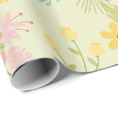 Yellow Pink Green Florals Geschenkpapier (Rolleneckpunkt)
