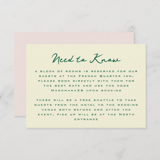 Yellow Pink Green Simple Additional Information  Begleitkarte (Vorne/Hinten)