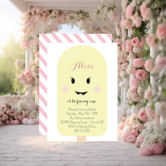 Yellow Pink Ice Creme Cone Scoop Geburtstagspartei Einladung