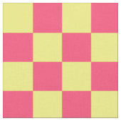 Yellow Pink Karo Schachbrett Muster Textil Stoff (Nahaufnahme)