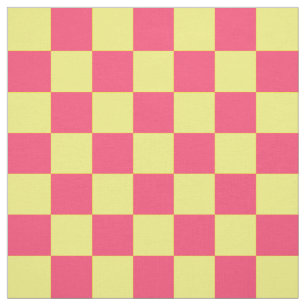 Yellow Pink Karo Schachbrett Muster Textil Stoff