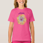 Yellow Pink Lilac Hibiskus Hawaiian Aloha T-Shirt (Vorderseite)