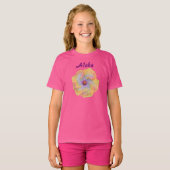 Yellow Pink Lilac Hibiskus Hawaiian Aloha T-Shirt (Vorne ganz)