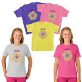 Yellow Pink Lilac Hibiskus Hawaiian Aloha T-Shirt