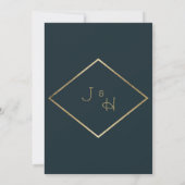 Yellow pink navy blue gold floral Save the Date Einladung (Rückseite)