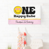 Yellow Pink One Happy Babe First Birthday Banner (Insitu)