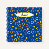 Yellow Pink Orange Aqua Circles Dots Blue Journal Notizblock (Vorderseite)