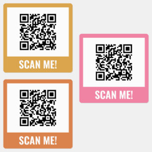 Yellow Pink Orange Scan Me! QR-Code Etiketten