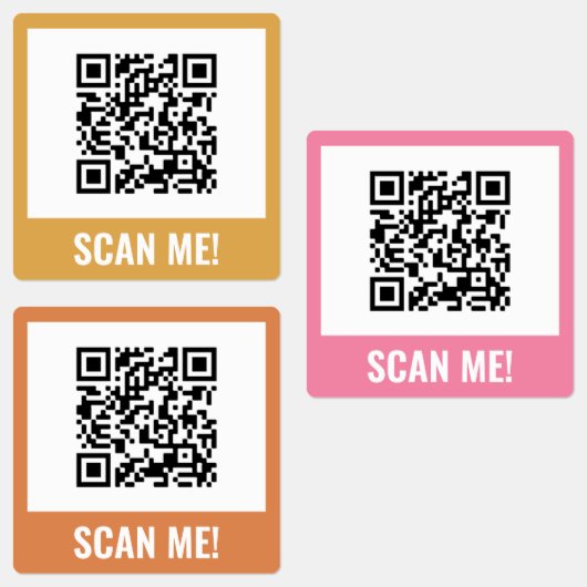 Yellow Pink Orange Scan Me! QR-Code Etiketten (Gruppe)