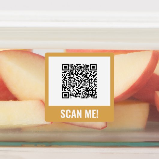 Yellow Pink Orange Scan Me! QR-Code Etiketten (Befestigt)