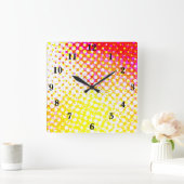 Yellow Pink Pattern Design Quadratische Wanduhr (Zuhause)