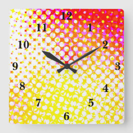Yellow Pink Pattern Design Quadratische Wanduhr