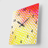 Yellow Pink Pattern Design Quadratische Wanduhr (Winkel)