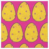 Yellow Pink Polka Dot Ostereier Jagd Springtime Stoff (Nahaufnahme)