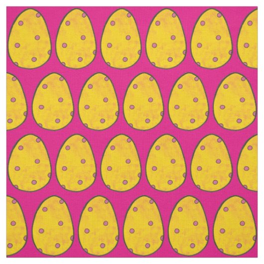 Yellow Pink Polka Dot Ostereier Jagd Springtime Stoff (Muster)