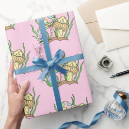 Yellow Pink Pop Art Retro Pilz Geburtstag im Retro Geschenkpapier