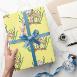 Yellow Pink Pop Art Retro Pilz Geburtstag im Retro Geschenkpapier