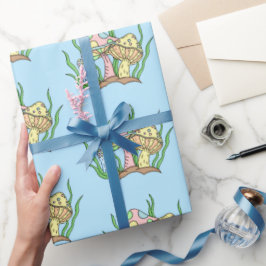 Yellow Pink Pop Art Retro Pilz Geburtstag im Retro Geschenkpapier