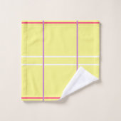 Yellow Pink Purple White Stripes   Badhandtuch Set (Waschlappen)