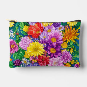 Yellow Pink Red Blue Green Garden Blume Muster Zubehörtasche
