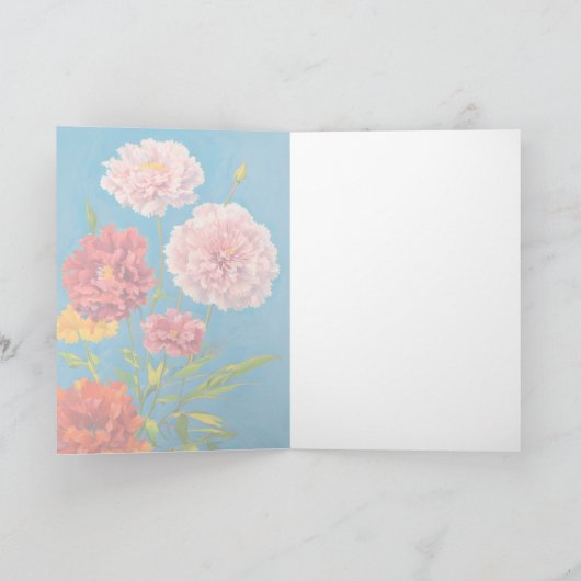 Yellow Pink Red Carnation Spring Bouquet Geburtsta Karte (Innenseite)