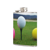 YELLOW, PINK UND WHITE Golf Balls Flachmann (Links)