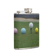 YELLOW, PINK UND WHITE Golf Balls Flachmann (Rechts)