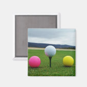 YELLOW, PINK UND WHITE Golf Balls Magnet (Vorderseite/Rückseite)