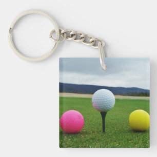 YELLOW, PINK UND WHITE Golf Balls Schlüsselanhänger