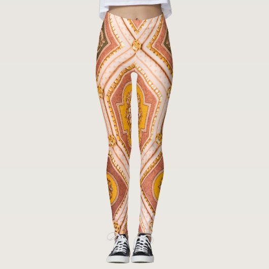 Yellow Pink Ungarische Architektur Leggings (Vorderseite)