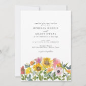 Yellow Pink Wildblume Garden Wedding Einladung (Vorderseite)