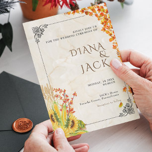 Yellow Pink Wildblume Garden Wedding Einladung
