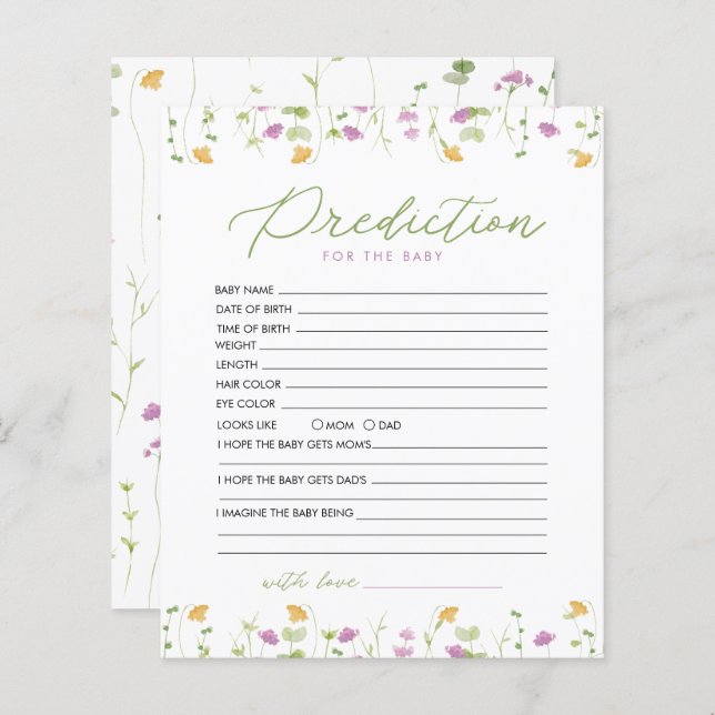 Yellow Pink Wildblume Vorhersage für Kinderspiel (Vorne/Hinten)