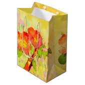  Yellow Pinks Floral Sweet Briar Gift Bag Mittlere Geschenktüte (Vorderseite Schrägansicht)