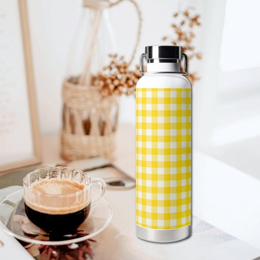 Yellow Plaid Pattern Water Bottle Trinkflasche