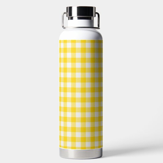 Yellow Plaid Pattern Water Bottle Trinkflasche (Rückseite)